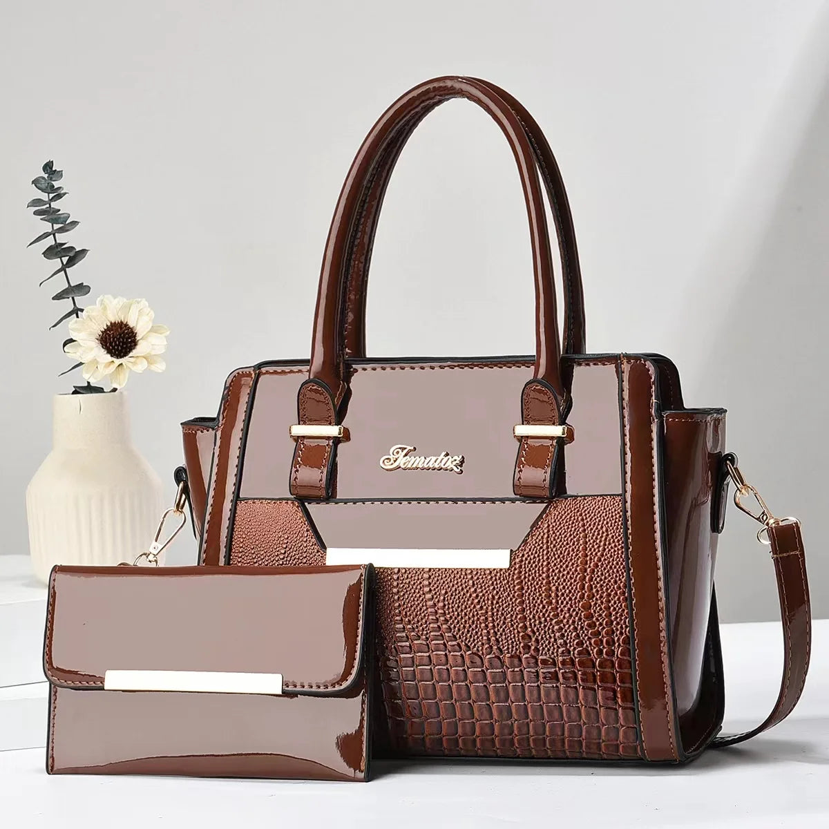 Kit Bolsa e Carteira Croc