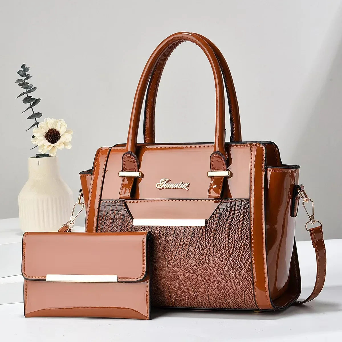 Kit Bolsa e Carteira Croc